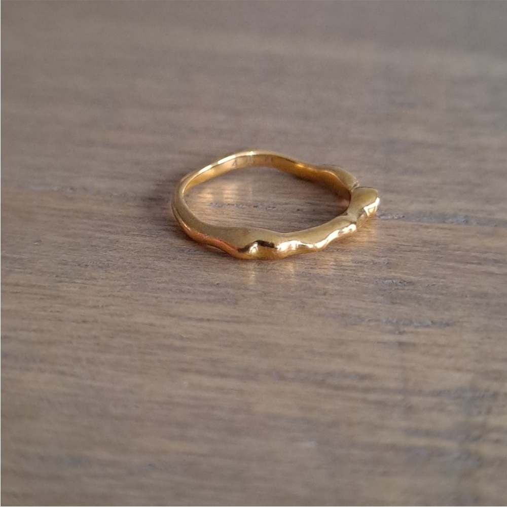 MONICA VINADER 925 sterling silver Gold Vermeil Siren organic wave topaz ring - Picture 2 of 13